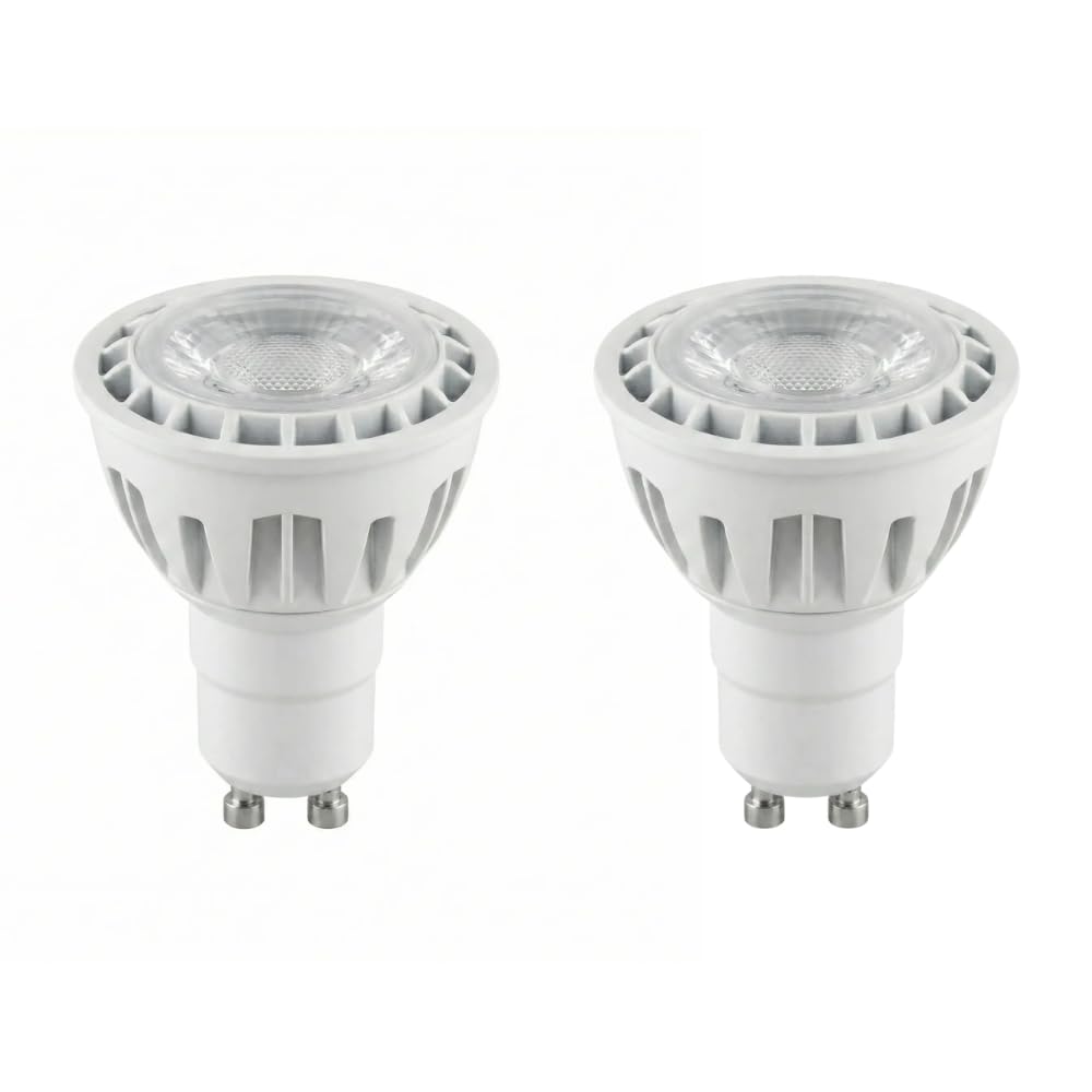 SDFIXINGS GU10 LED Bulb, 6W, Cool White 6500K, 500LM Daylight Spotlight, COB Non-Dimmable Lamp, Energy Efficient Halogen Replacement, Meridian Lighting AC 175-250V (Pack 2)