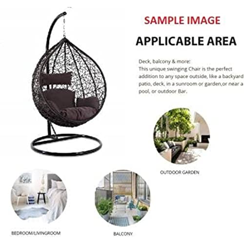 Image of Metal Hammock Swing Chair Without Stand For Home, Hanging Swings For Indoor, Outdoor, Home, Patio, Yard, Balcony, Garden (Grey Basket With Grey Cushion, 92 Cm, 92 Cm)