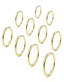 FINREZIO 10PCS Women's 1MM Stainless Steel Plain Band Knuckle Stacking Rings Fashion Thin Midi Rings Comfort Fit Size 2-11 Gold Tone