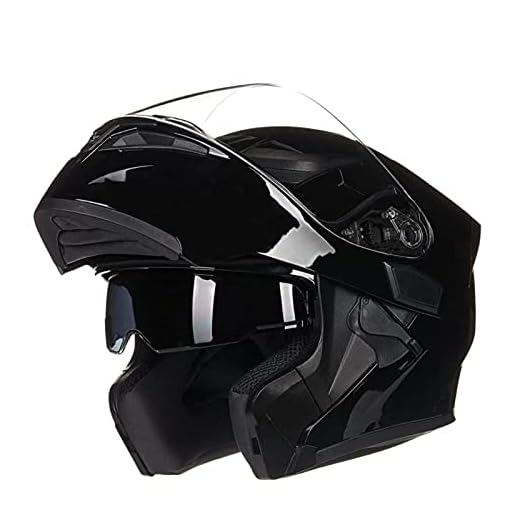 Motorcykelhjälm Fällbar hjälm Dubbel visir Full Face Modular Crosshjälmar Avtagbart foder Ljust svart motorcykellock Motorcykellock,2XL