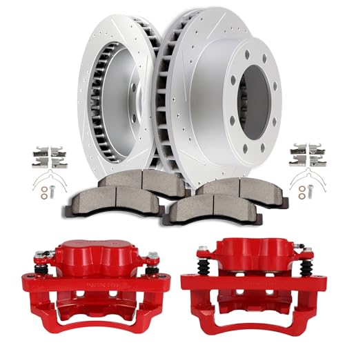 Image of SCITOO Front Disc Brake Kit - Calipers & Rotors & Pads 18-B4790 18-B4791 | For Ford For Excursion 2000-2005,For F-250 Super Duty 1999-2004,For F-350 Super Duty 1999-2004 Front Brake Rotors 54078