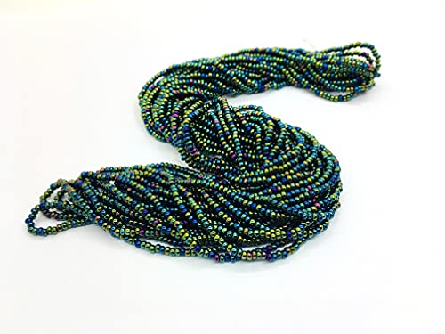 Perlin Seed Beads 2 mm Preciosa Ornela Czech 9000 Pieces CZ Glass Beads 11/0 24 on Multiple Strands (Green Metallic) - Image 4