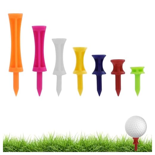 Pack of 70 Plastic Golf Tees, 7 Sizes, 25 mm, 31 mm, 37 mm, 43 mm, 51 mm, 57 mm, 70 mm, Plastic Golf Tees, Durable Gradation Castle Tees, Premium Durable Gradation Castle Tee