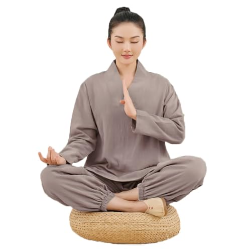BSZYFQVE Women's Meditation Monk Outfit Comfortable Breathable Traditional Buddhist Practice Attire Men's Loose Prayer Clothing (Gray,L)