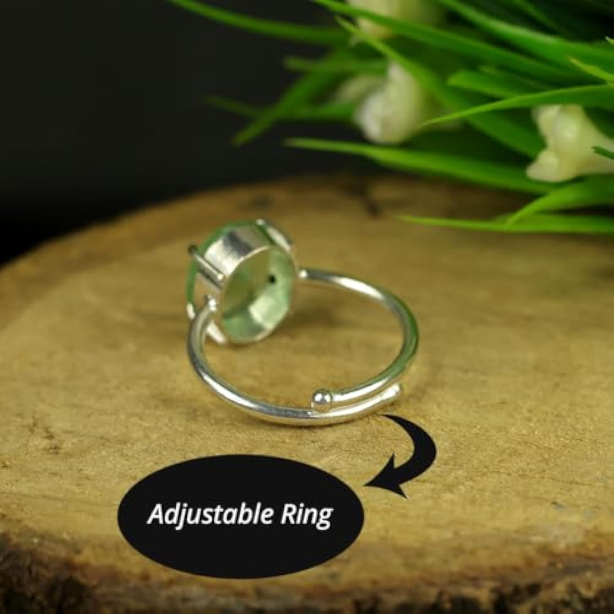 Natural Green Flourite Adjustable Gemstone Ring for Unisex