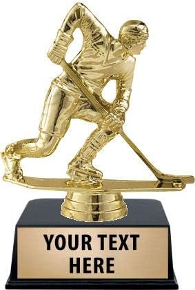 Crown Awards Hockey Trophies with Custom Engraving, 6" Personalized Hockey Forward Male Trophy On Black Base Prime