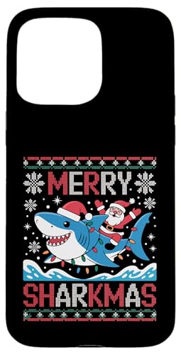Merry Sharkmas AO[Z[^[ T^ CfBO V[N Cgt X}zP[X iPhone 15 Pro Max p