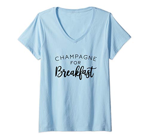Womens Champagne For Breakfast - Wedding Party V-Neck T-Shirt