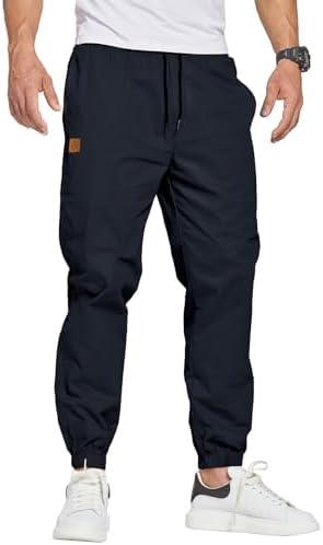 ZOXOZ Herren Hose Chino Cargo Hose Freizeithose Baumwolle Sporthose Casual Jogginghose Elastische Taille mit Kordelzug Sweatpants Herren mit Taschen