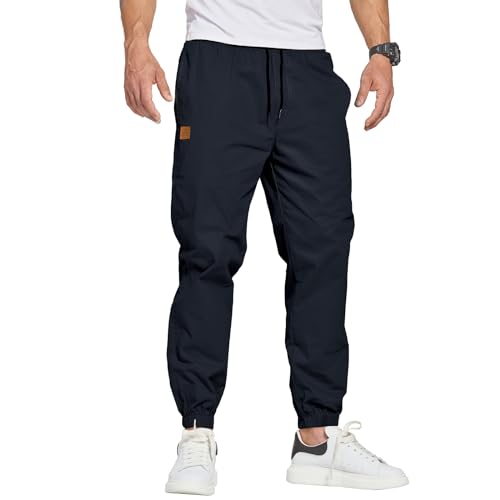 Spodnie robocze ZOXOZ męskie spodnie na co dzień bawełniane męskie slim fit z mankietami na kostkach i ...