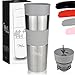 Milu Tazza Termica da Viaggio per caffè 450ml - 100% a Prova di perdite - Isolata Tazza di caffè e tè da Portare Via Tazza Termica da Bere in Acciaio Inossidabile - Caldo e Freddo - (Grigio, 450ml)