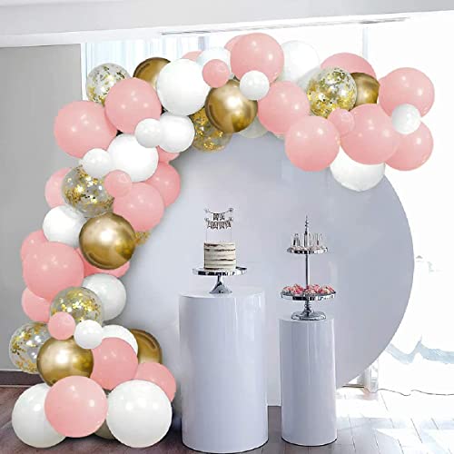 Evance 128pcs kit Ballon Blanc Confettis Or Ballon Guirlande kit de Ballons en Latex Pack avec Bande de Ballon pour Anniversaire Mariage Fond fête décoration Fournitures (128pcs kit) Cover