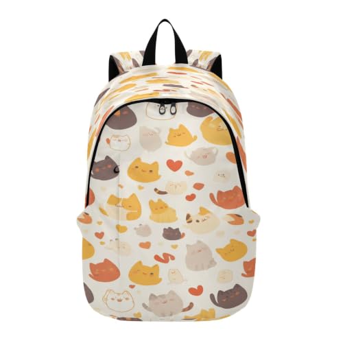 Sac à dos portable léger avec motif coeur de chats pour voyage