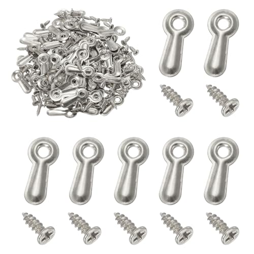 Image of uxcell 120pcs Picture Frame Backing Clips, 0.75 inch Photo Frame Turn Buttons Fasteners Hardware Corner Clip with 120pcs Screw for Hanging Pictures Craft Drawings, Silver