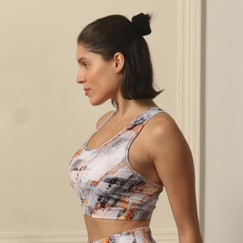 Image of SOIE Women's Medium Impact Quick Dry Padded Racerback Printed Athleisure Sports Bra
