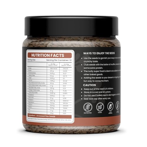 Image of Brewkart Flax Seeds - Alsi Seeds 250 gm | Flax Seeds for Hair Growth | Raw Seeds for Eating | Source of Iron & Dietary Fibre | Rich in Protein