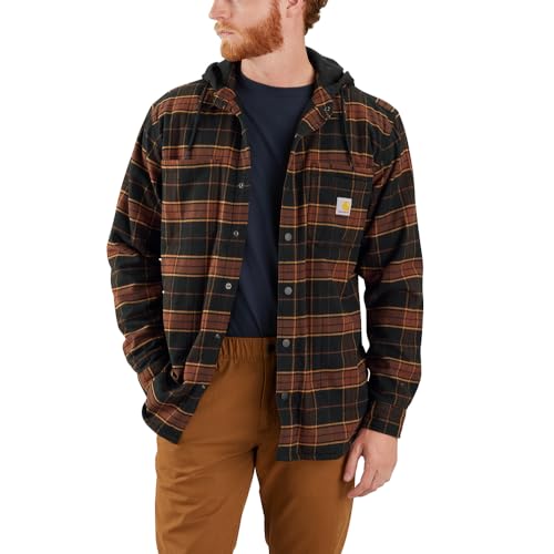 Carhartt Veste demi-saison en flanelle Sherpa-Lined à capuche pour homme, Noir , M