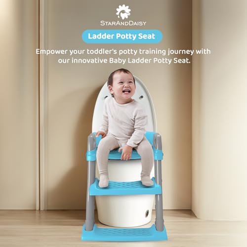 Image of StarAndDaisy Potty Seat for Kids 1-3 Years | Toilet Seat for Kids with Height Adjustable & Removable Soft Cushion, Fits All Western Toilets seat (Blue-Grey)