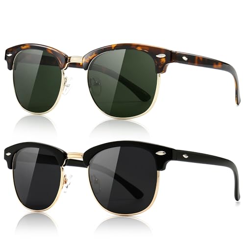 Image of SUNGAIT Polarized Sunglasses for Men and Women, Classic Half-Frame Retro Shades for Driving, Travel, and Outdoor Activities