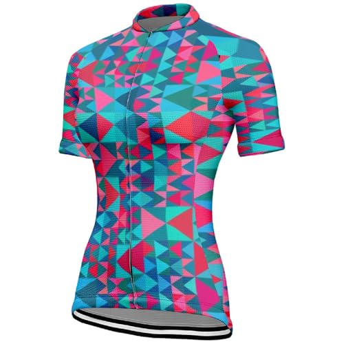 Mateju Maillot Ciclismo para Mujer, 3D Ropa Ciclismo Exterior Cómodo Transpirable, Verano Secado Rápido Camisetas Manga Corta Mujer Camiseta Elástico para Deportes de Interior (Azul,4XL)