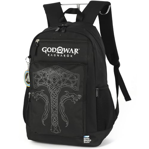Mochila De Costas Escolar Grande Fãs God Of War Ragnarok (Preto)