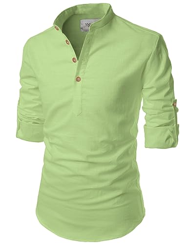 Image of Vida Loca Full Sleeve Mandarin Collor Cotton Casual Slim Fit Shirt for Men's