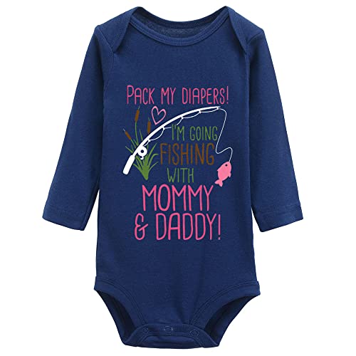 Pack My Diapers Im Going Fishing with Mommy and Daddy Baby Newborn Organic Bodysuit