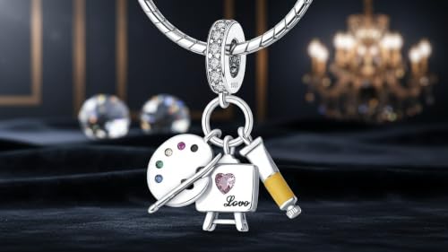 Abalorio paleta pintor de plata en caja de regalo para collares y pulseras 6