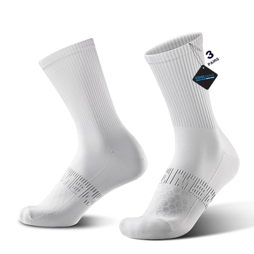BRISIRA CoolMax Calcetines Ciclismo - Compresión Media Deportiva, Verano Running, Transpirables Antiampollas, Secado Rápido - 3 Pares Unisex Trekking MTB Trail - Talla 35-51