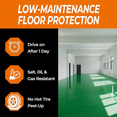 Epoxy Resin Floor Paint Coating Kit - 2 Pounds, 100% Solids Self Leveling with Green High Gloss Finish, Industrial Grade for Garage, Basement, Countertops - Covers 20 Sq Ft, Fast Curing miniatura 5