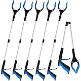 6 Pack 32 Inch Commercial Trash Grabber for Elderly Assist, Heavy Duty Lightweight Reacher with Ergonomic Handle & Non-Slip Grip, Multi-Use Outdoor Home Garden Cleanup Mobility Aid Tool (6, Blue)