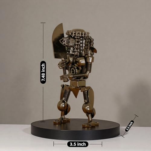 Estatua decorativa artesanal de hierro reciclado plateada miniatura 2