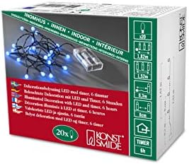 Konstsmide 1491-557 Christmas Lights LED Berry Set Round Diodes/Indoor Use (IP20) Battery Fairy Lights/Battery Operated: 3xAA 1.5V (excl.)/6h Timer/20 Red Diodes/Black Cable String Lights