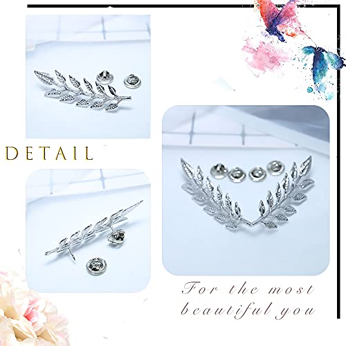 Suit Collar Pin Double Gold Leaves Sweater Brooch Pin Shirt Collar Decoration Jewelry for Women and Men (Gold)4
