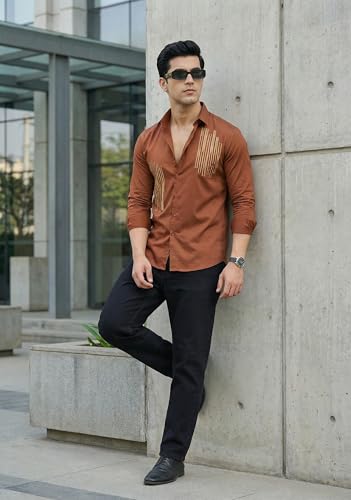Image of IndoPrimo Men's Stylish Satin Shirt for Party and Casual Wear - Exclusive Designer Full Sleeve Shirt for Men - Pilar