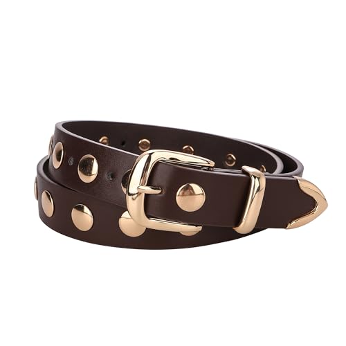 Women Fashion Leather Belt Punk Studded Leather Belt Ladies Belts for Jeans Dress