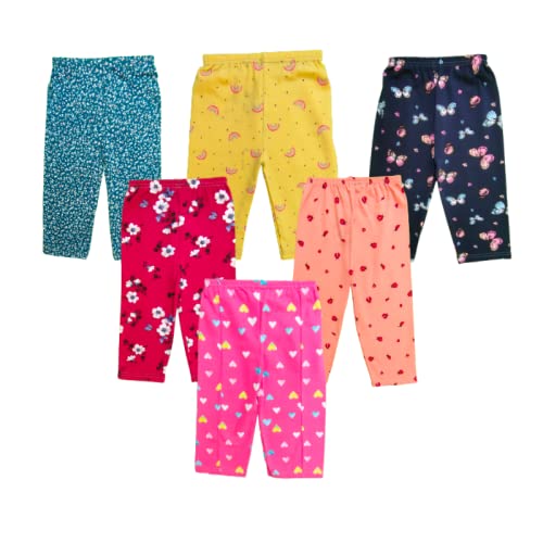 Clubstars Unisex baby Cotton Mixed Pyjama Lowers Track Pants for Kids Infants & Toddler Joggers for Boys and Girls Assorted All Over Print - Pack of 6 (Multicolored)