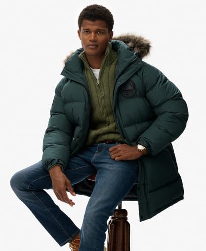 Superdry Para Hombre. M5012208A Parka Larga Everest Baffled Verde (M), Casual, PoliéSter - 2