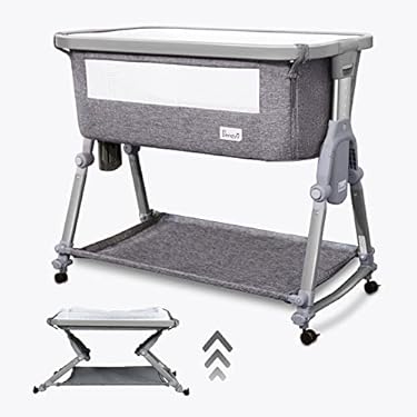 AMAZON - Baby Bassinet Bedside Sleeper for Baby, Foldable Bedside Crib, Li’l Pengyu Free-Installation Foldable Bedside Co-Sleeper with Rocking Cradle Mode, Come with Comfy Mattress& Portable Bag
