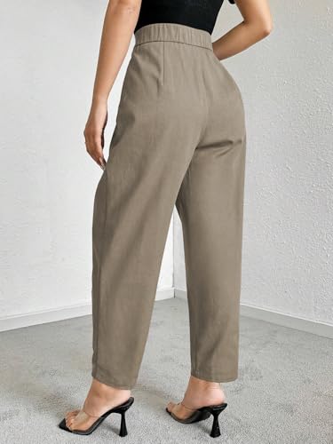 Image of GRECIILOOKS Balloon Fit Ankle Length Women Casual Trousers | Ankle Length Pants for Women Zip & Button | Woman Trousers Balloon Pants