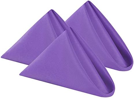 Cloth Napkins 17x17 inch Washable Polyester Dinner Napkins Soft Table Napkins for Wedding Party Dining Banquet(Purple,12PCS)