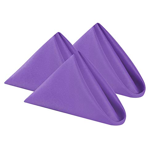 Cloth Napkins 17X17 Inch Washable Polyester Dinner Napkins Soft Table Napkins For Wedding Party Dining Banquet(Purple,12Pcs) #TOP18