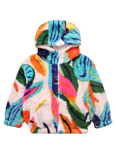 Kids Toddlers Polar Fleece Jacket Faux Fur Lined Winter Printed Outerwear Casual Hooded Coat for Girls Boys