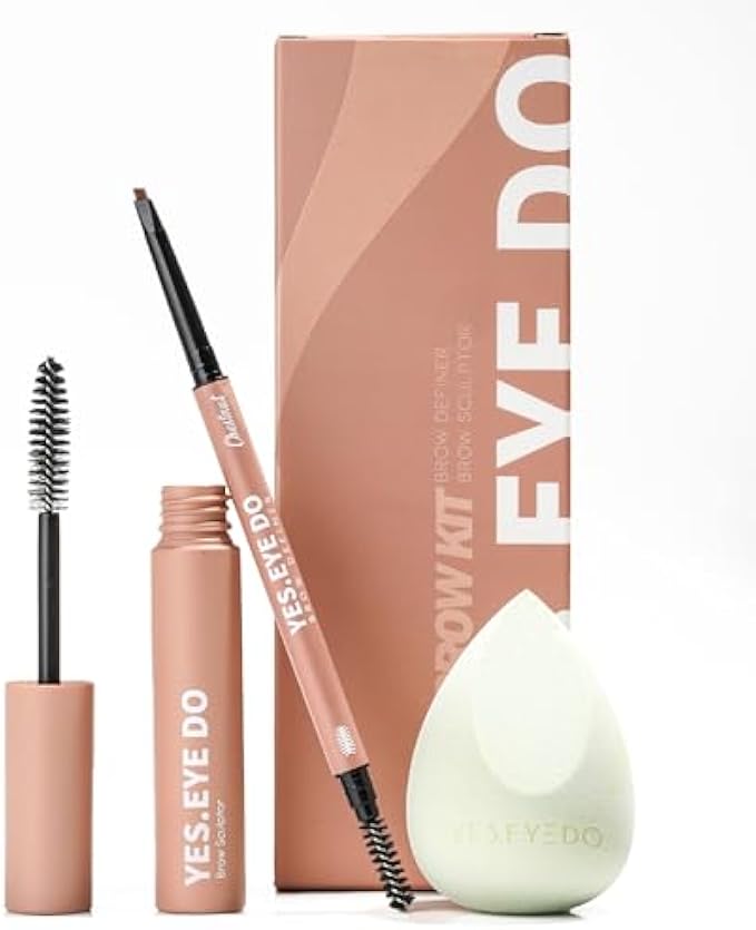 Eyebrow Lamination Kit, 2 in 1 Dual-sided Eyebrow Pencil Brown and Clear Brow Setting Gel Brow Makeup Set for Natural Look,Long-lasting,Water-resistant,Smudge-proof, Dark Brown Chestnut