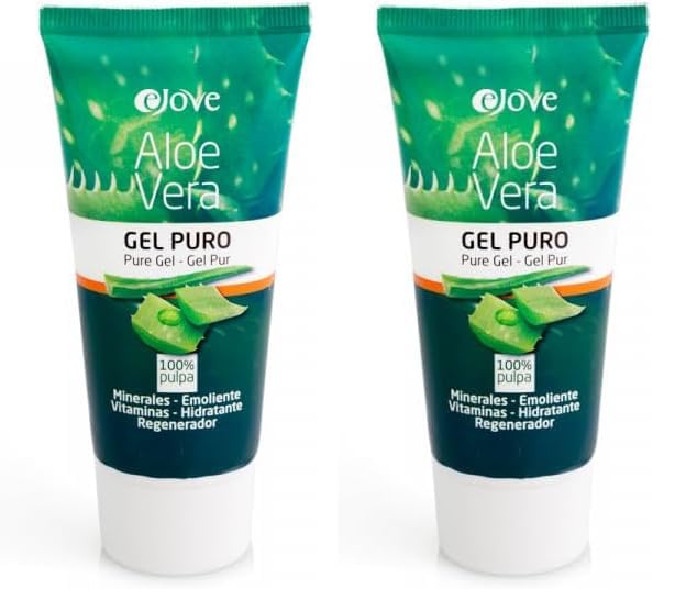 Gel Aloe Vera Puro 100% Puro para Piel y Cara - Aloe Vera puro gel Natural - para quemaduras, hidratante, efecto After Sun para quemaduras solares - EJ075, Tubo 70 ml (Paquete de 2)