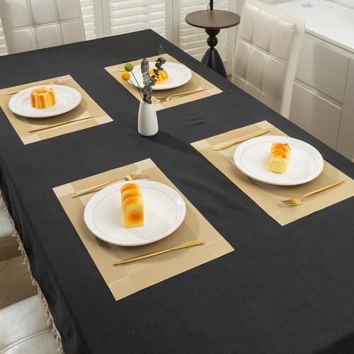 Image of HOKIPO PVC Washable 4 Pieces Dining Table Mats - 45x30 cm, Champagne Gold (AR-6713-GLDN*4)