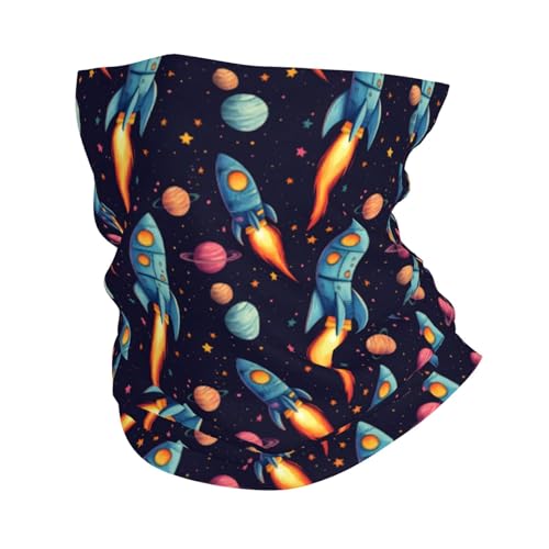 Photo de TZTTZT Cache-cou imprimé fusée spatiale pour homme et femme – Cagoule bandana