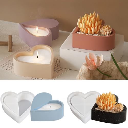 Moule en silicone cœur résine époxy bougies plâtre pots fleurs - 3