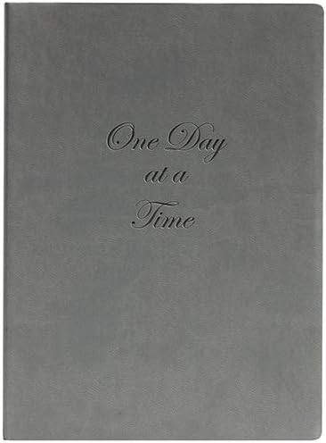 Gray Embossed"One Day at a Time" Faux Leather Journal - 256 Ruled Pages