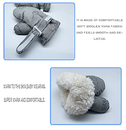 Urban Virgin Infant Baby Toddler Kids Winter Mittnes Lined Fleece Warm Waterproof Ski Snow Gloves For Boys Girls Grey Dino 6-24 Months thumb #2